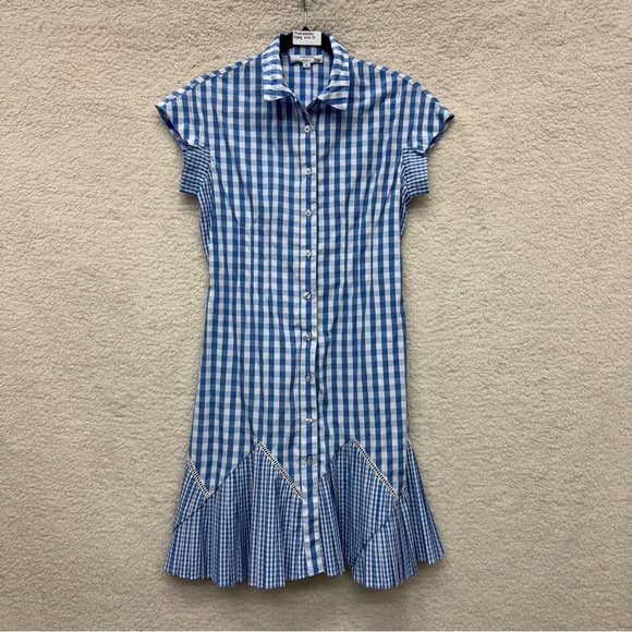 *Size 0 - THAKOON - Blue Gingham Mini Cotton Dress Rent the Runway RTR $395 msrp - Picture 4 of 13